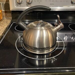 KitchenAid Silver Tea Kettle with Black Handle